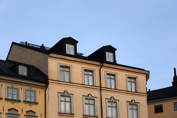 Fototapeta na wymiar House facade in old town of Stockholm, Sweden
