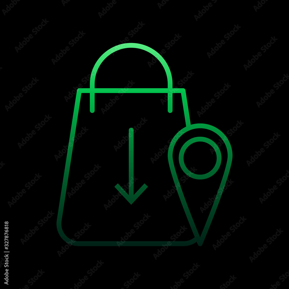 Poster packet arrow down pin nolan icon. simple thin line, outline vector of e-commerce icons for ui and ux