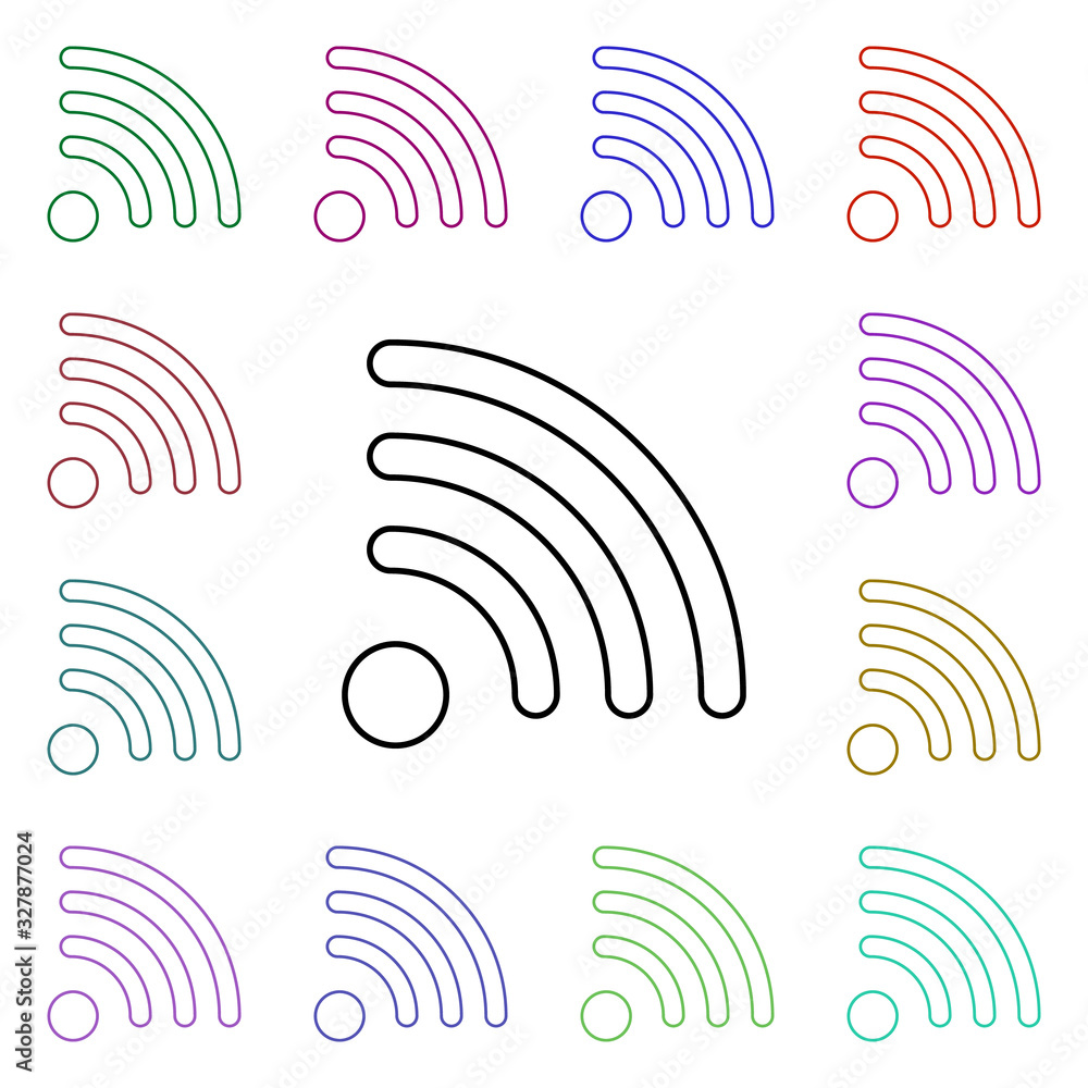 Poster wifi signal multi color style icon. simple thin line, outline vector of sosial media network icons f