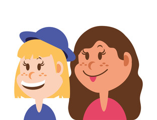 cute girls smiling on white background