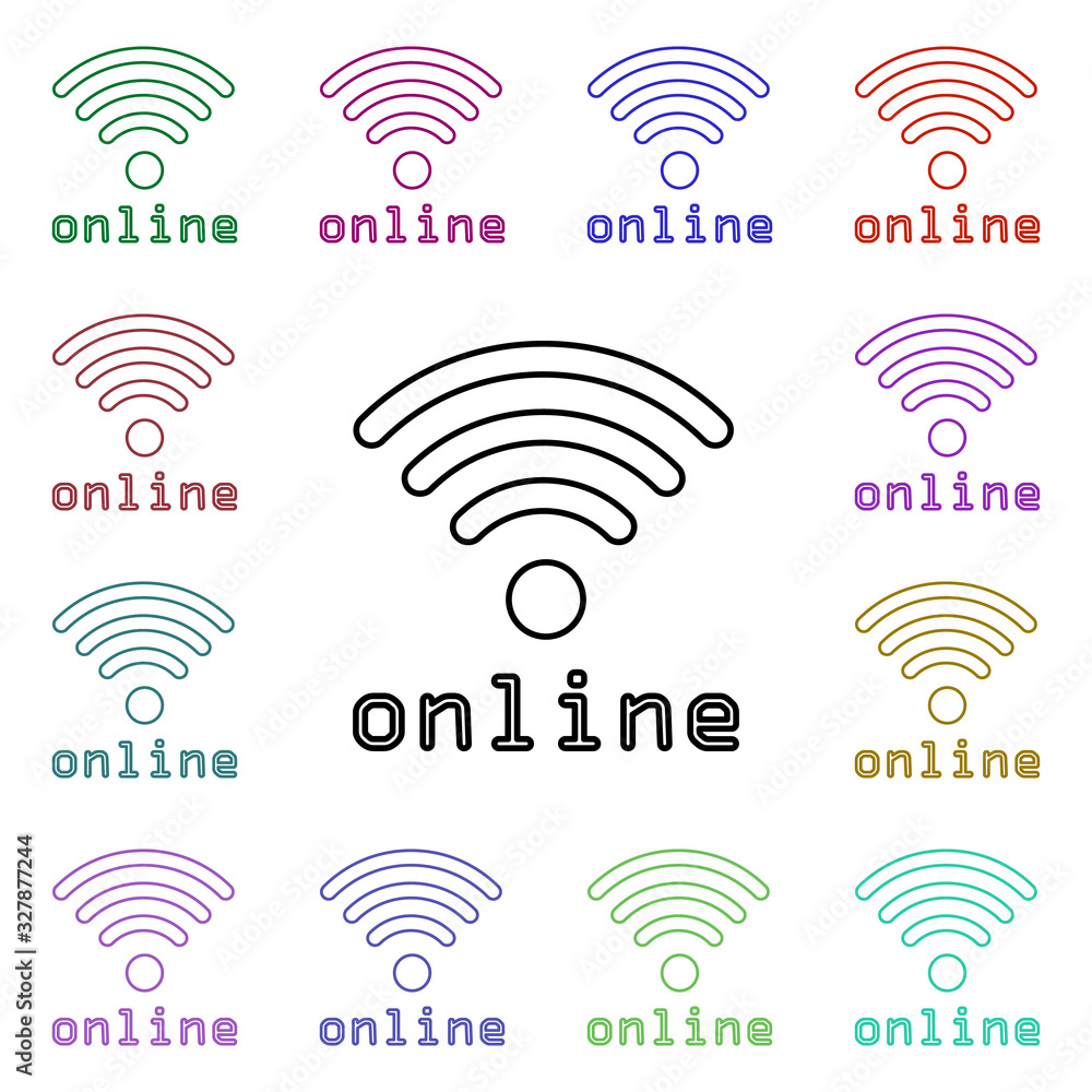 Poster wifi signal multi color style icon. simple thin line, outline vector of sosial media network icons f