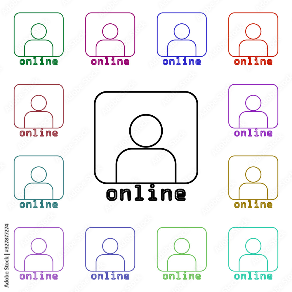 Poster people online multi color style icon. simple thin line, outline vector of sosial media network icons