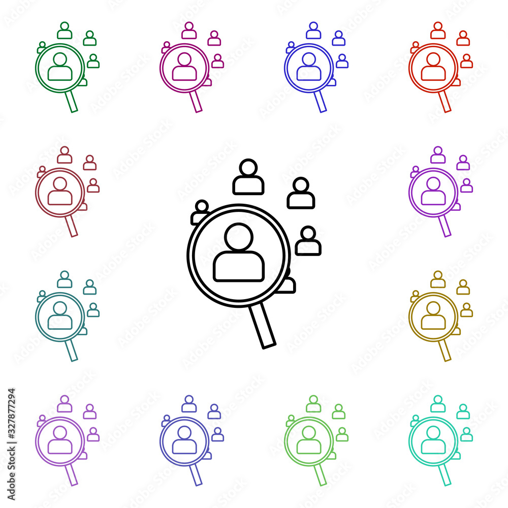 Poster look for a people multi color style icon. simple thin line, outline vector of sosial media network i