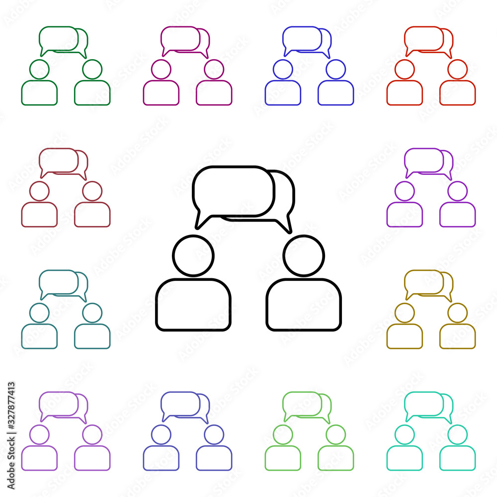 Poster people communication multi color style icon. simple thin line, outline vector of sosial media networ