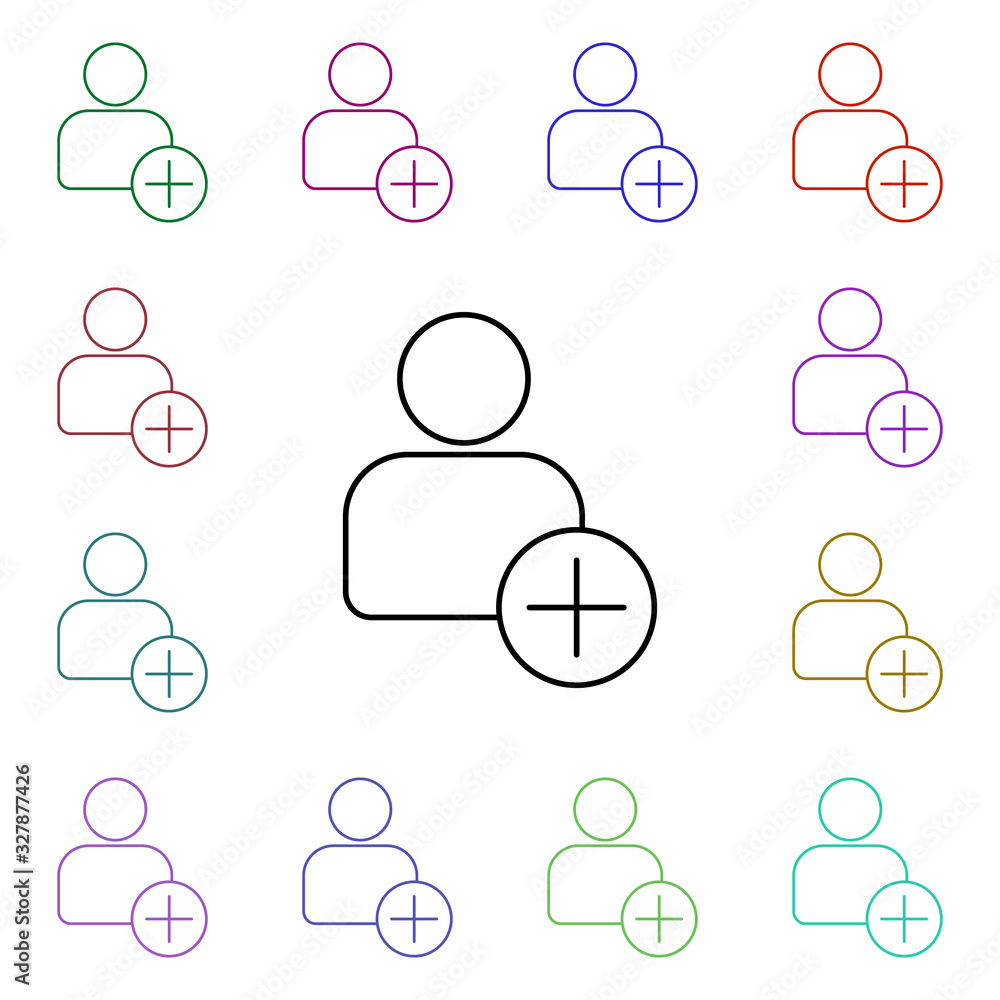 Poster add contact sign multi color style icon. simple thin line, outline vector of sosial media network ic
