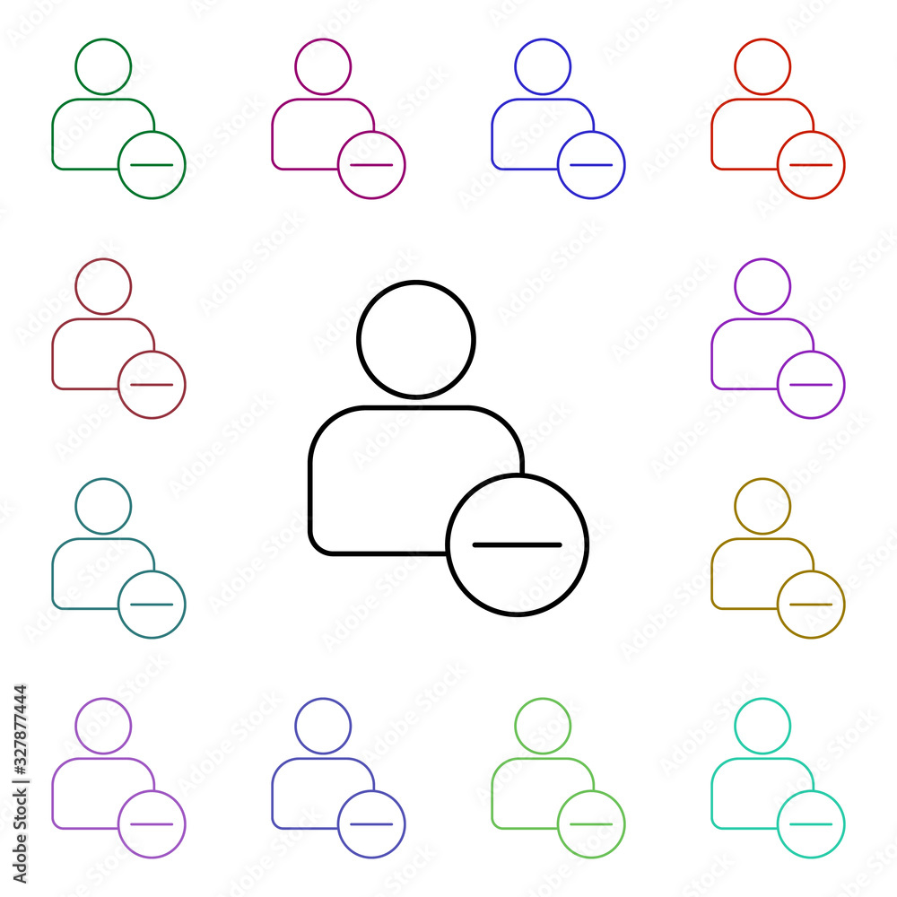 Poster remove contact sign multi color style icon. simple thin line, outline vector of sosial media network