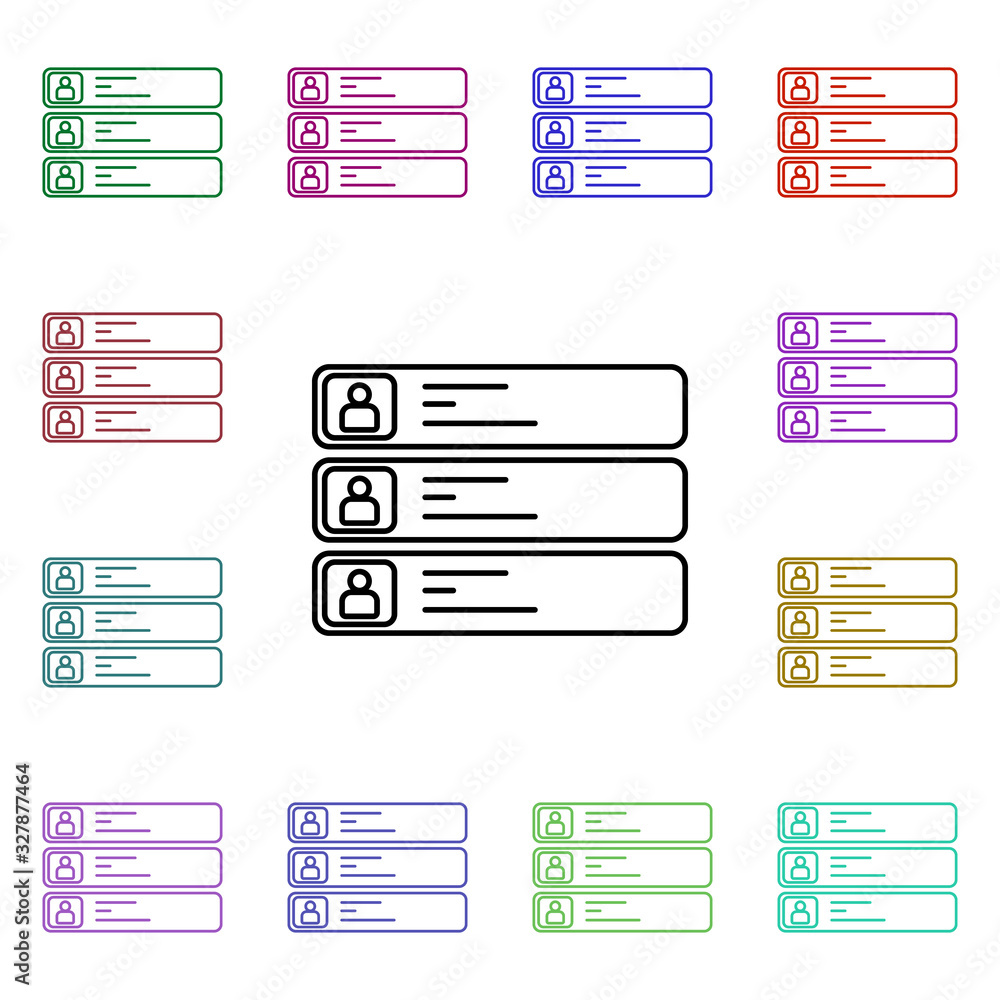 Poster contacts multi color style icon. simple thin line, outline vector of sosial media network icons for 