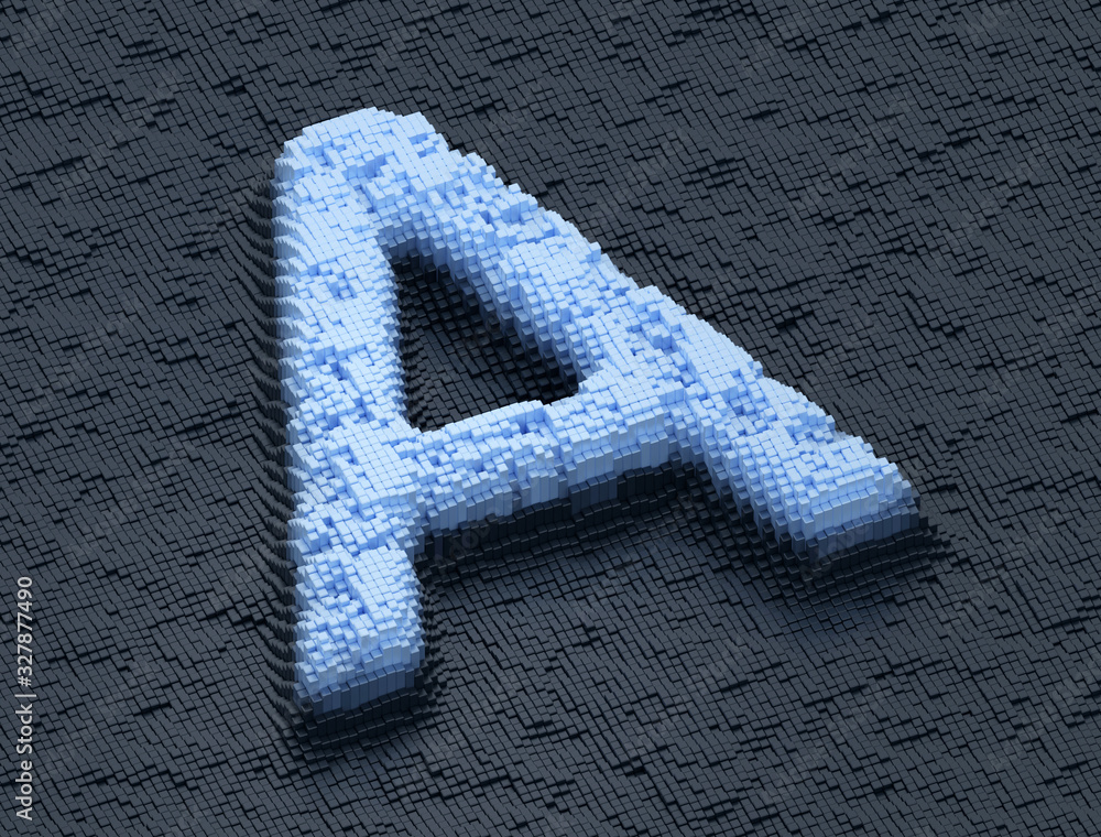 Poster letter a futuristic random blocks design in orthographic view 3d render