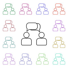 People communication multi color style icon. Simple thin line, outline vector of sosial media network icons for ui and ux, website or mobile application