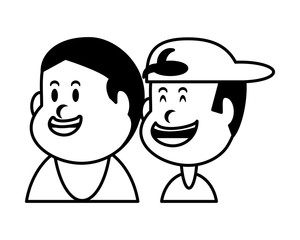 boys smiling on white background