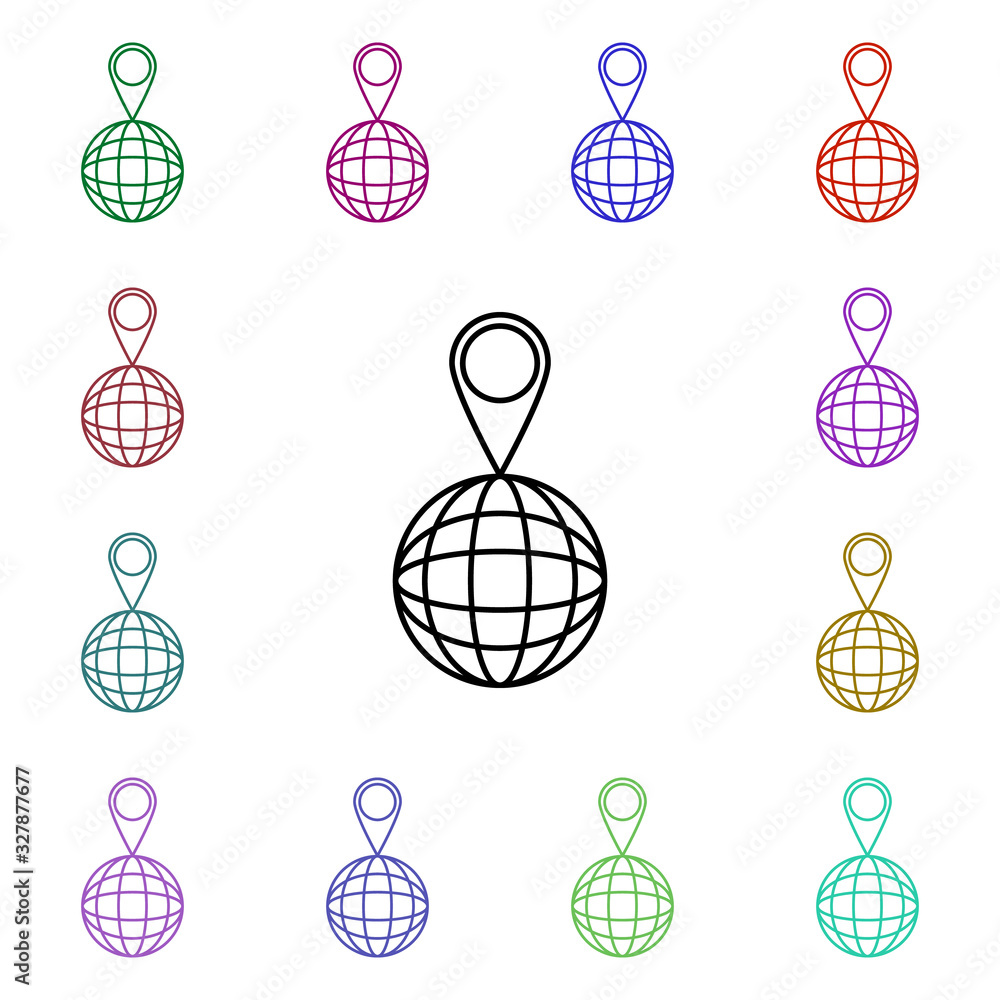 Poster pin in global multi color style icon. simple thin line, outline vector of sosial media network icons