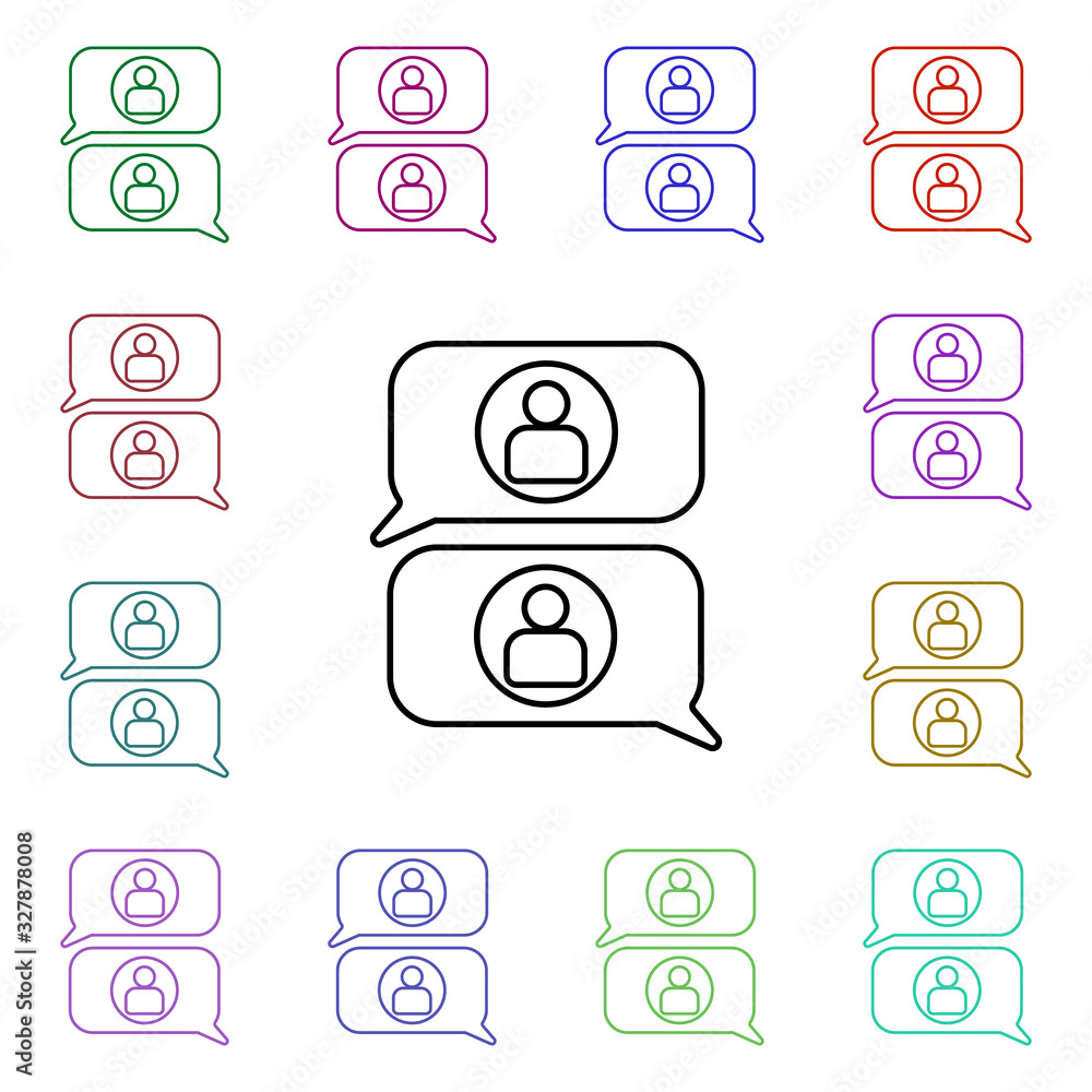 Poster people communication multi color style icon. simple thin line, outline vector of sosial media networ