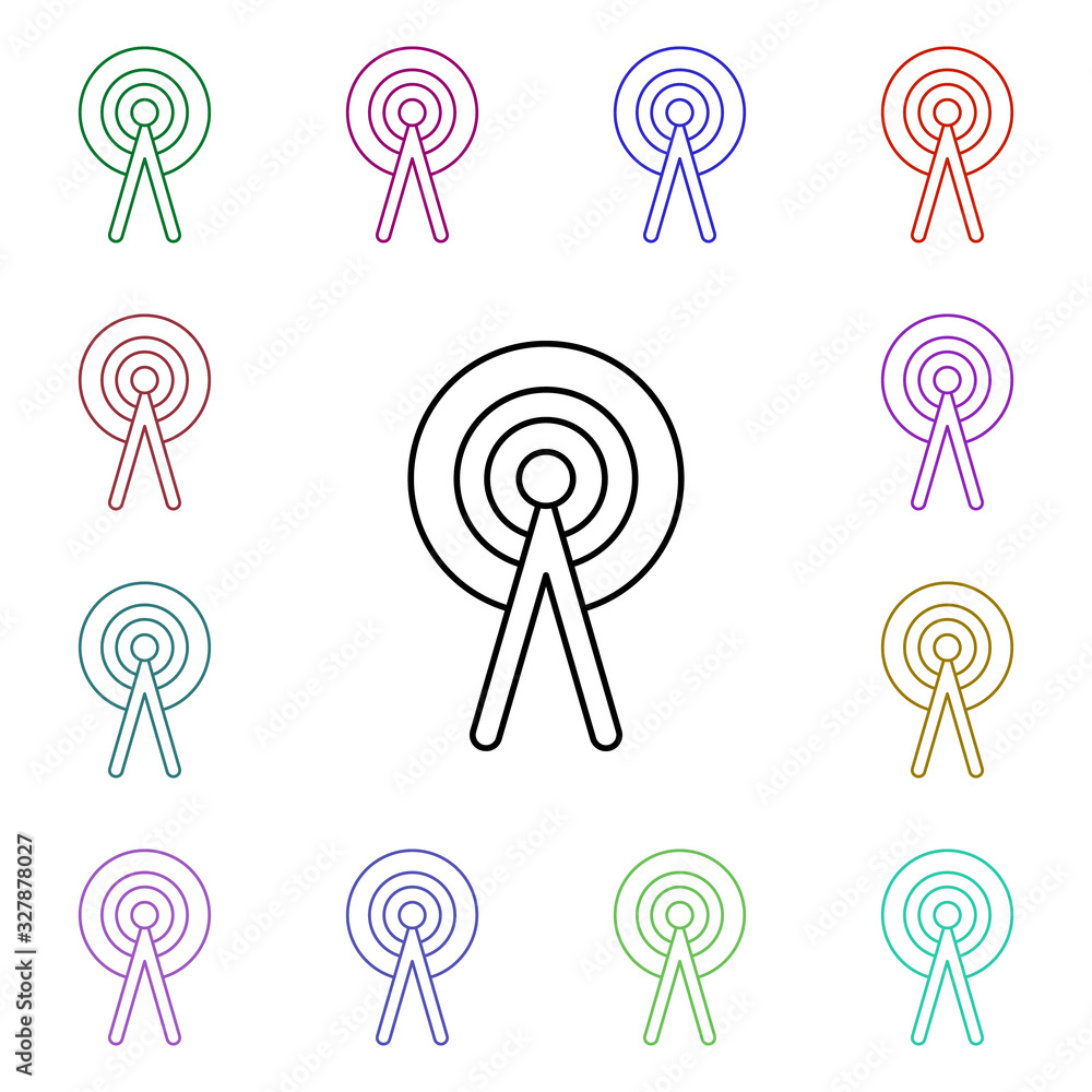Poster radio signal multi color style icon. simple thin line, outline vector of sosial media network icons 