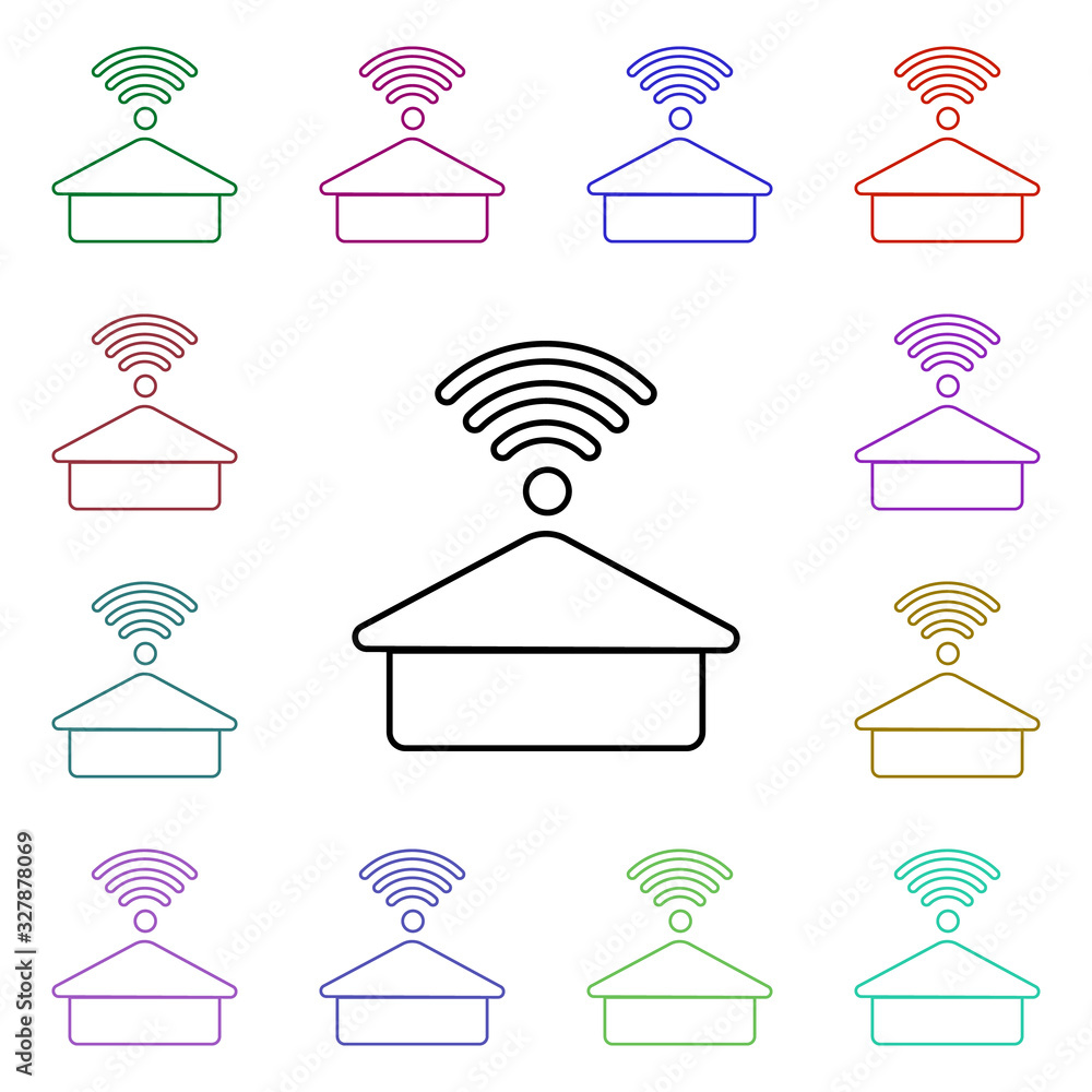 Poster home signal multi color style icon. simple thin line, outline vector of sosial media network icons f