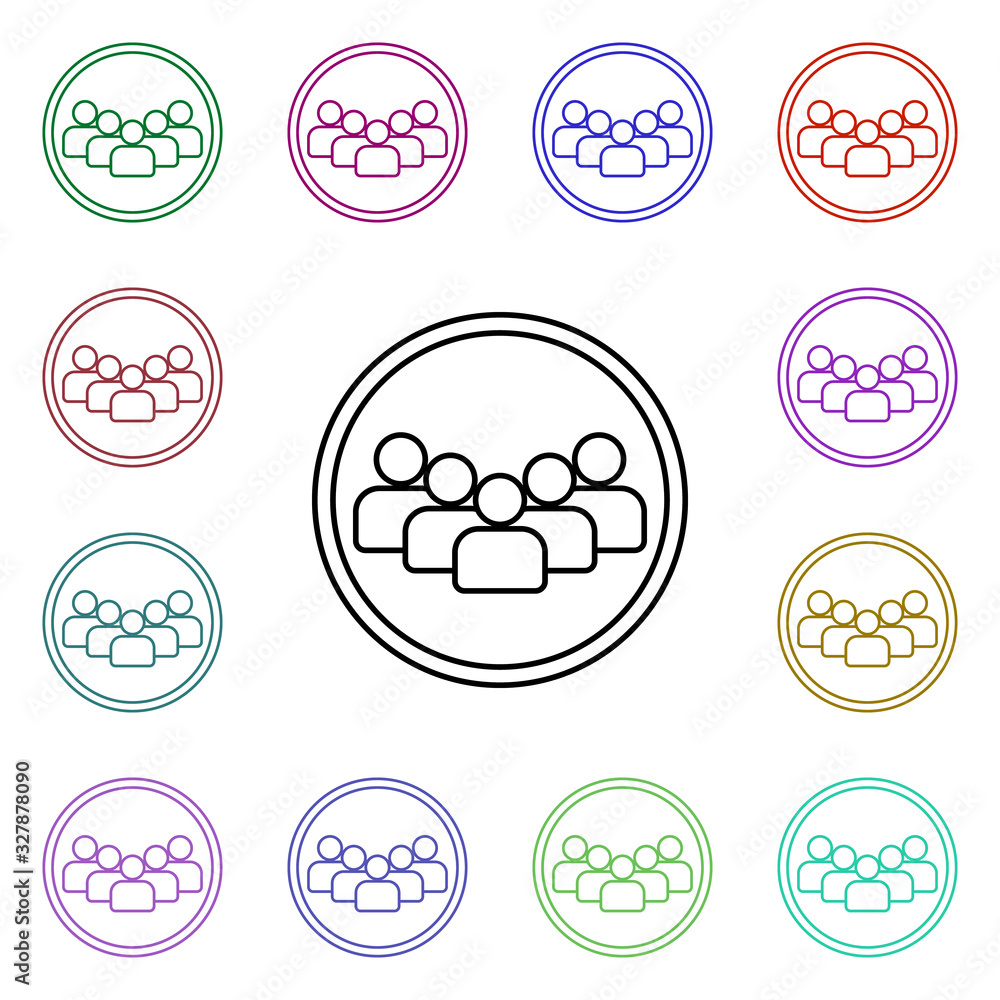 Poster group of contacts multi color style icon. simple thin line, outline vector of sosial media network i