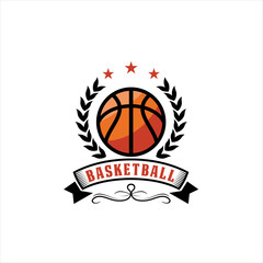 Basketball Logo, American Logo Sport, Basketball logo template vector, isolated on white background, Basketball club logo, emblem, designs with ball. Sport badge vector illustration