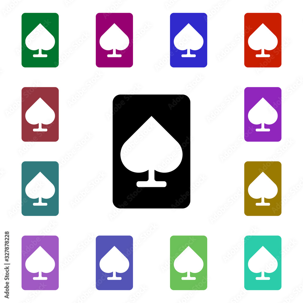 Poster ace of spades multi color style icon. simple glyph, flat vector of web icons for ui and ux, website 