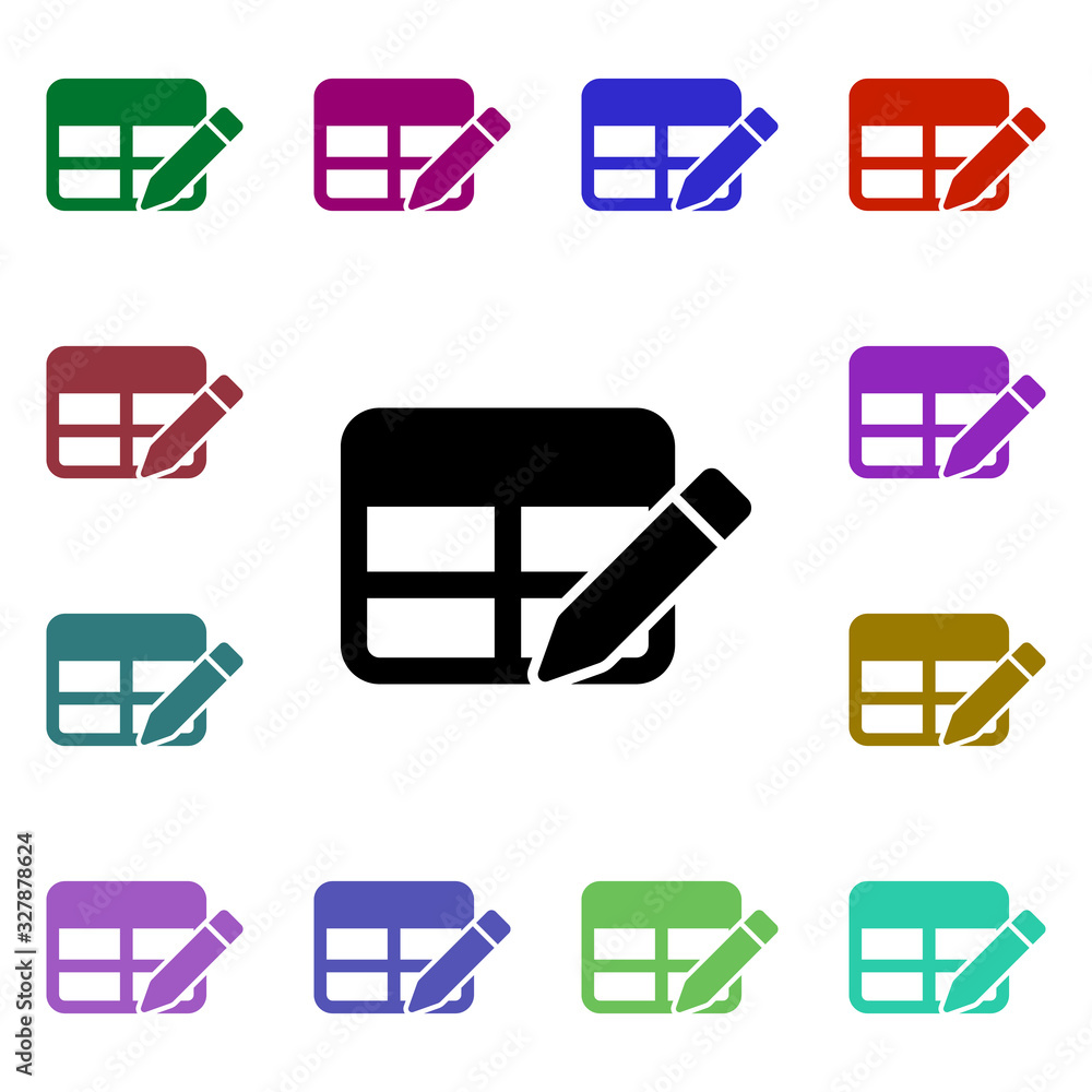 Poster edit table multi color style icon. simple glyph, flat vector of web icons for ui and ux, website or 