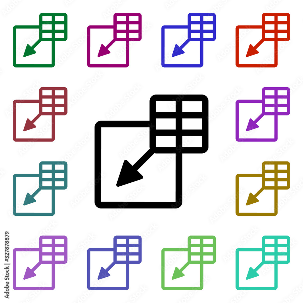 Poster insert table multi color style icon. simple glyph, flat vector of web icons for ui and ux, website o