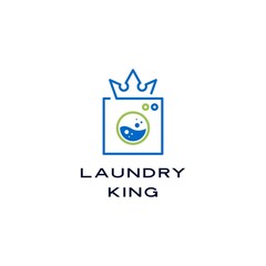 king crown laundry washing machine water logo vector sign illustration