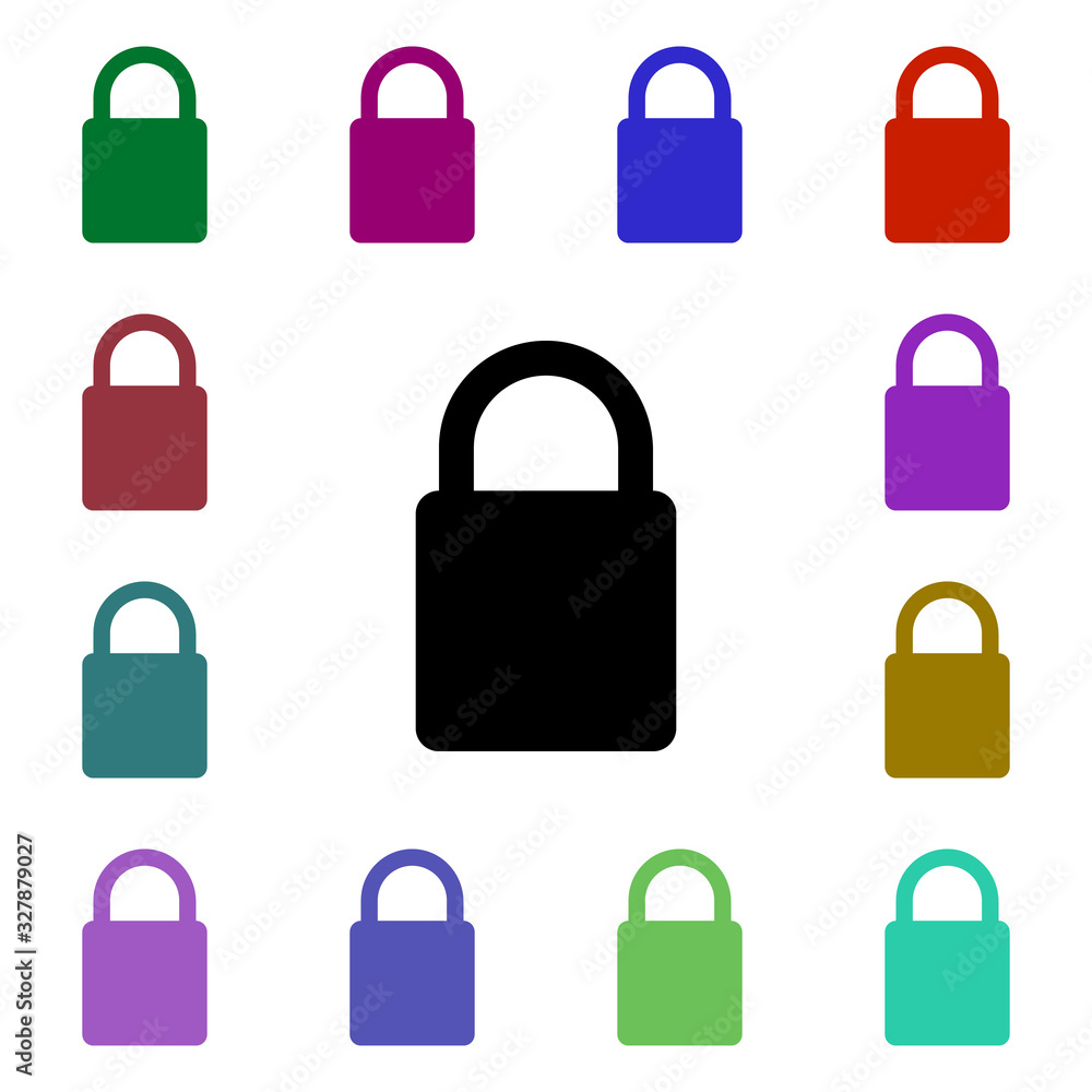 Poster locked multi color style icon. simple glyph, flat vector of web icons for ui and ux, website or mobi