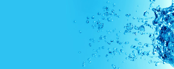 Abstract Blue Water bubble drops splash background.
