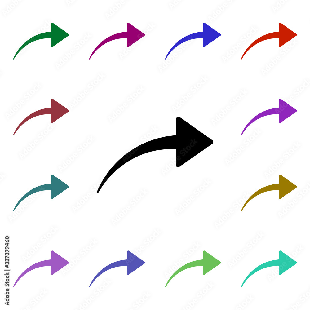 Poster right arrow multi color style icon. simple glyph, flat vector of web icons for ui and ux, website or