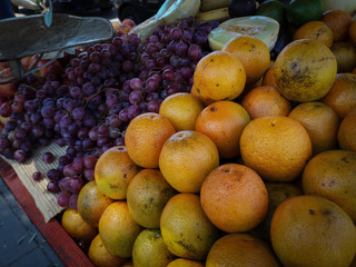 Naturally grown fruits and vegetables sold in a street market