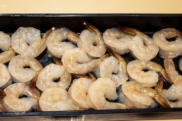 Raw fresh Shrimp on a plate