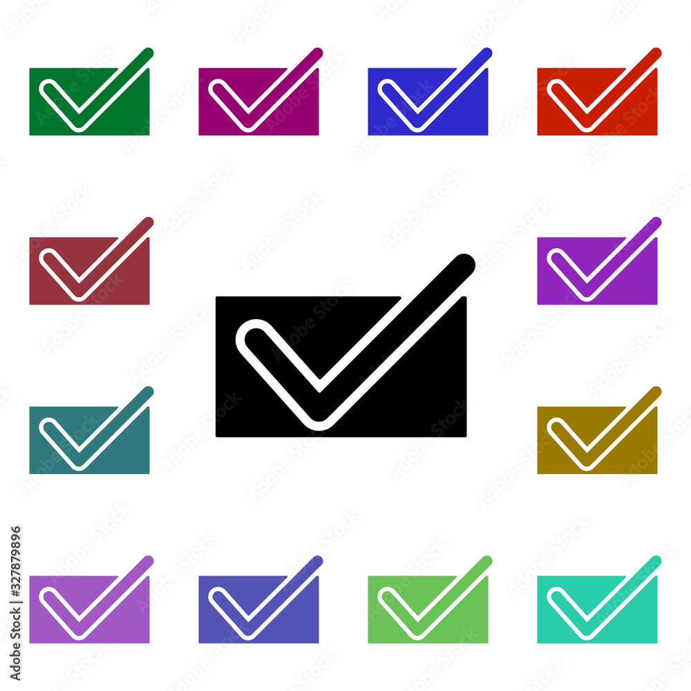 Poster sign checked multi color style icon. simple glyph, flat vector of web icons for ui and ux, website o