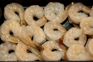 Raw fresh Shrimp on a plate