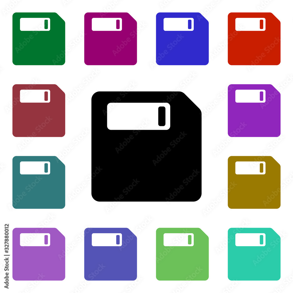 Poster floppy disk multi color style icon. simple glyph, flat vector of web icons for ui and ux, website or