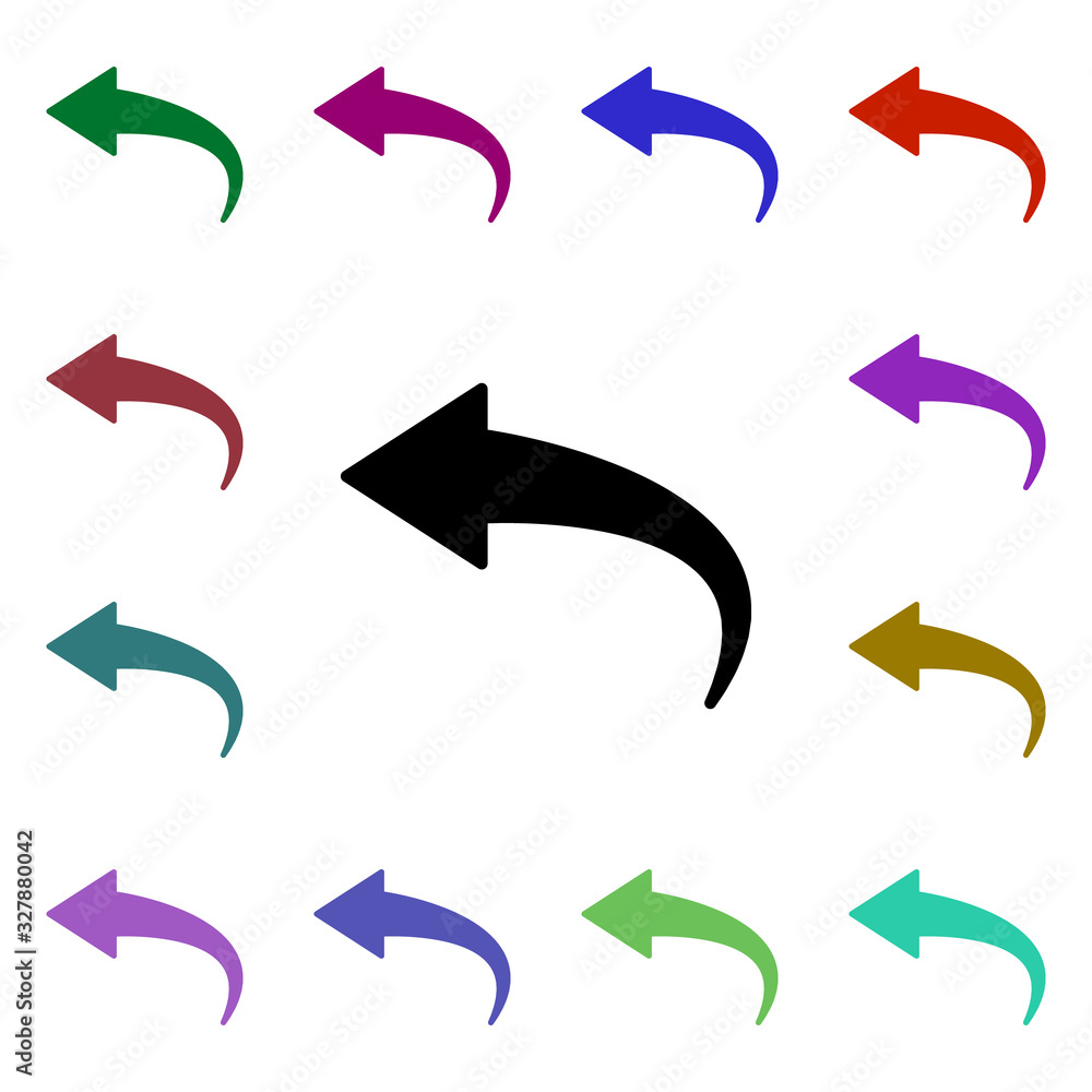 Poster arrow, back multi color style icon. simple glyph, flat vector of web icons for ui and ux, website or