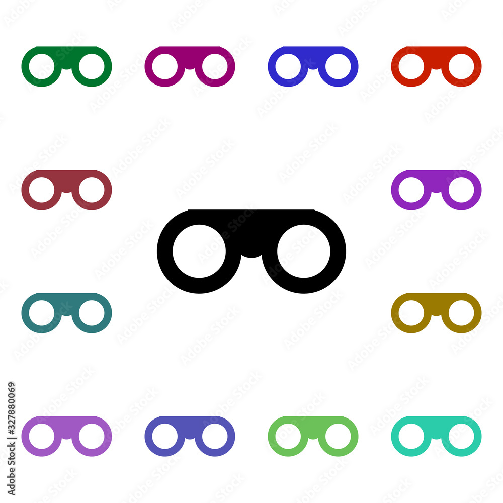 Poster binoculars multi color style icon. simple glyph, flat vector of web icons for ui and ux, website or 