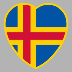 Aland Flag In Heart Shape Vector illustration eps 10.