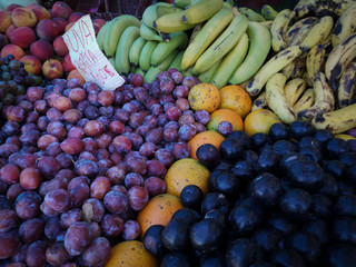 Naturally grown fruits and vegetables sold in a street market
