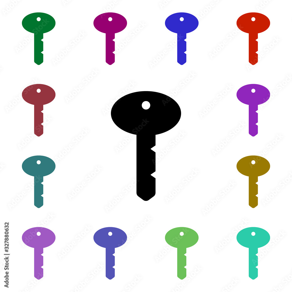 Poster key multi color style icon. simple glyph, flat vector of web icons for ui and ux, website or mobile 