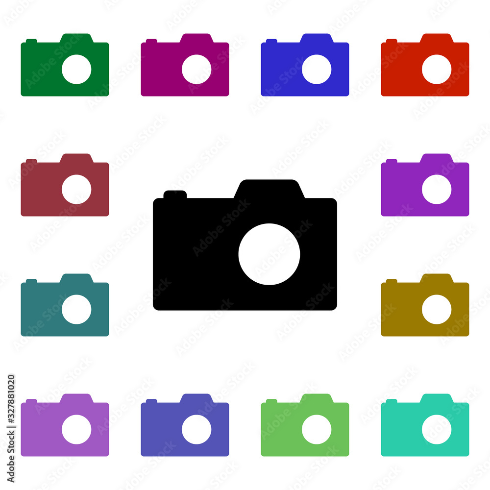 Poster photo camera multi color style icon. simple glyph, flat vector of web icons for ui and ux, website o