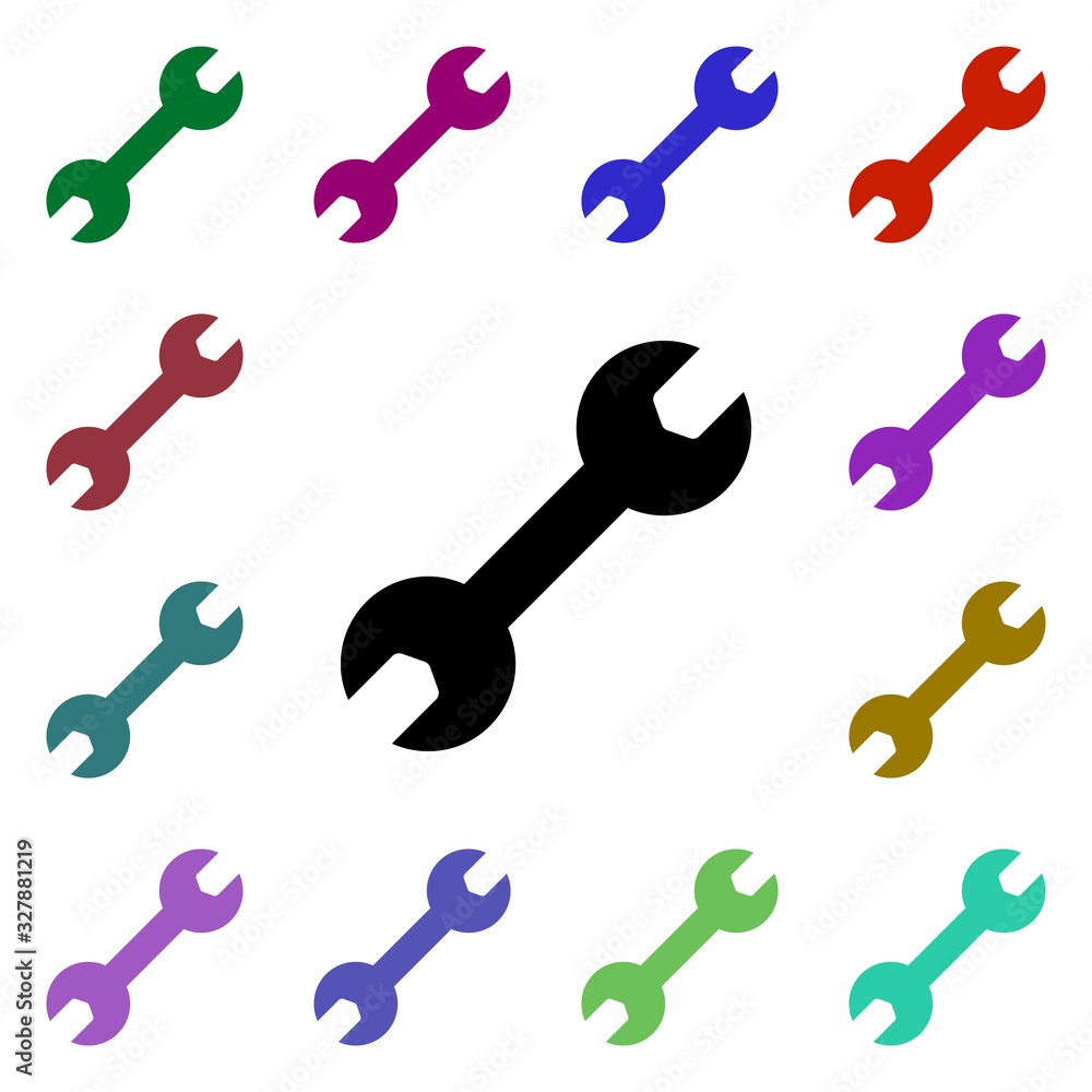 Poster spanner tool multi color style icon. simple glyph, flat vector of web icons for ui and ux, website o