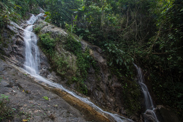 Fototapeta na wymiar Mae Kampong Waterfall in Ban Mae Kampong, Mae On sub-district, Chiangmai, northern Thailand.