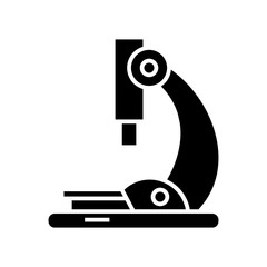 Microscope black icon, concept illustration, vector flat symbol, glyph sign.