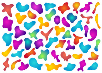 Set isolated elements. Design palette of shimmering colors. Modern abstract pattern, colorful fluid paint design. Gradient futuristic shapes. Trendy art vector background
