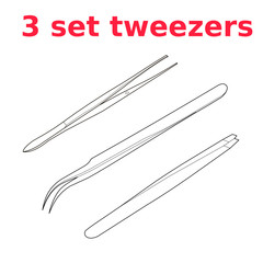 3 outline vector svg set of the metal tweezers