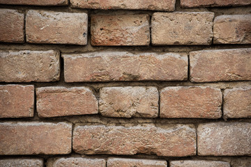 Texture of old red brick wall