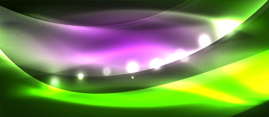 Abstract background. Shiny design neon waves with light effects, techno trendy design. Vector Illustration For Wallpaper, Banner, Background, Card, Book Illustration, landing page