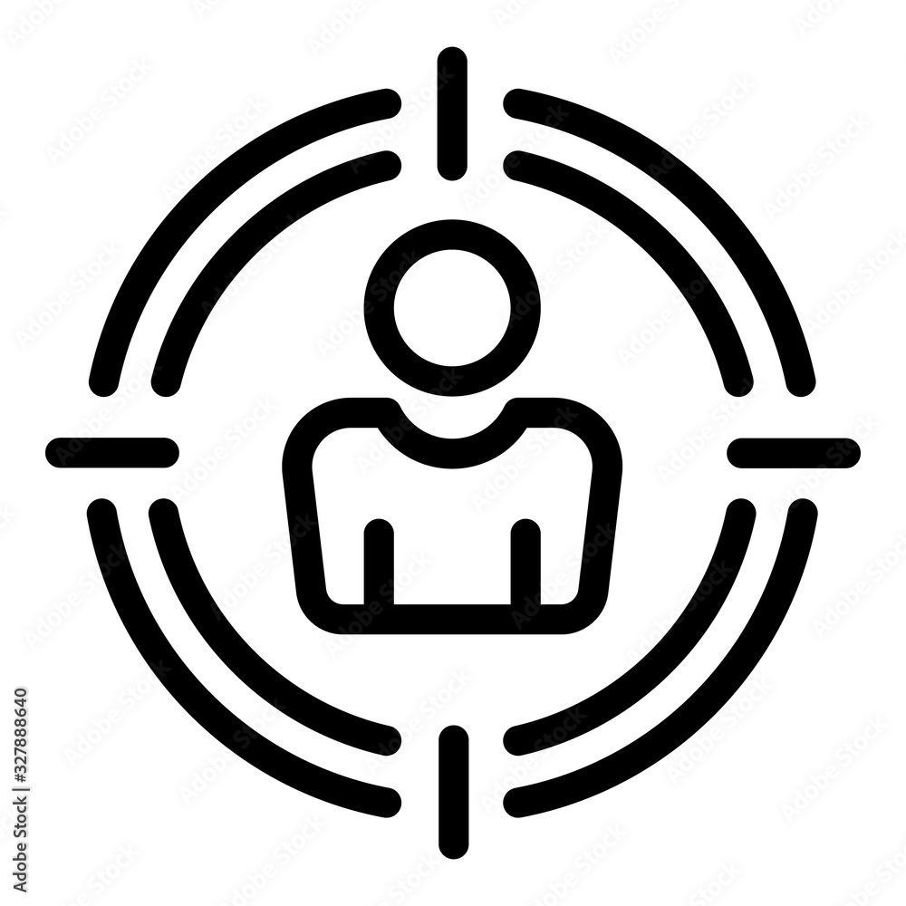 Poster people search target icon. outline people search target vector icon for web design isolated on white
