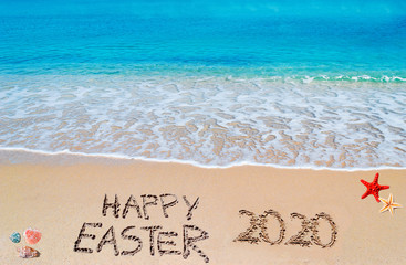 happy easter 2020 on a tropical beach