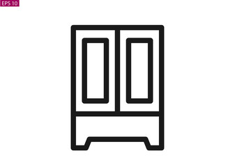 almirah icon vector, home furniture vector isolated