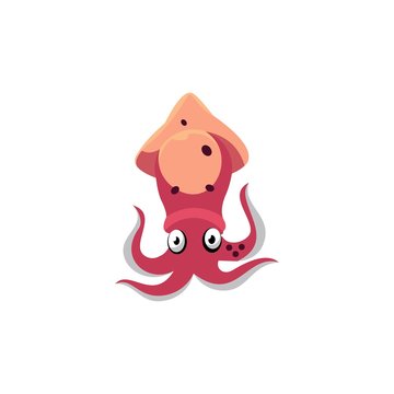 Squid logo. Isolated squid on white background.
