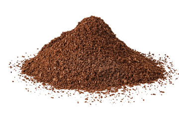 Roasted ground coffee isolated on white background